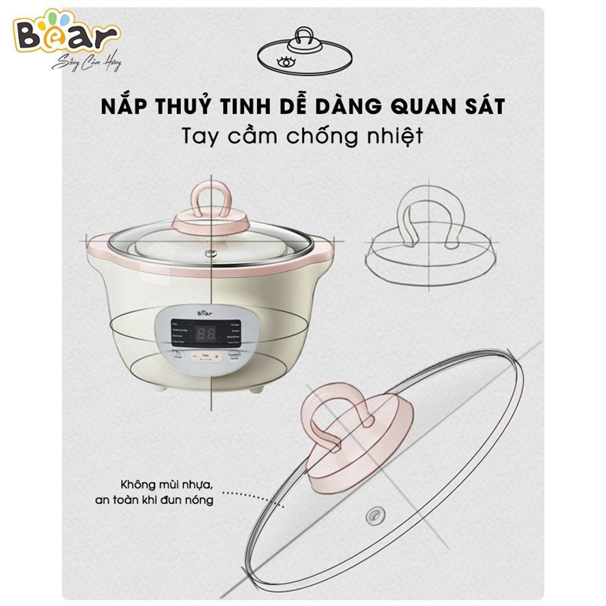 Nồi nấu chậm đa năng Bear 1 6L SUBE002