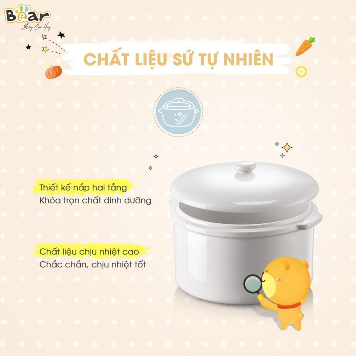 Nồi nấu chậm 8 chế độ Bear 2 5L SUBE003