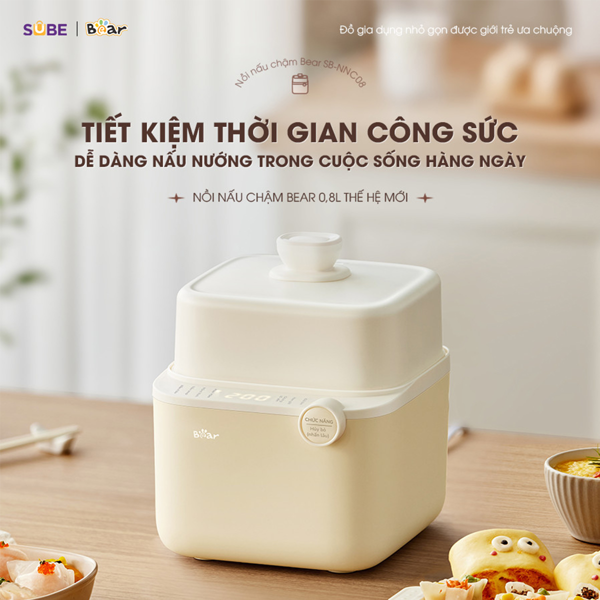 Nồi nấu chậm Bear 0 8L SB-NNC08