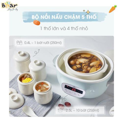 Nồi nấu chậm 8 chế độ Bear 2 5L SUBE003