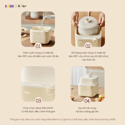 Nồi nấu chậm Bear 0 8L SB-NNC08