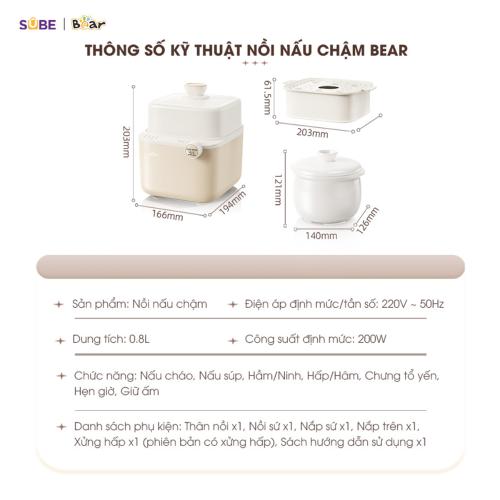 Nồi nấu chậm Bear 0 8L SB-NNC08