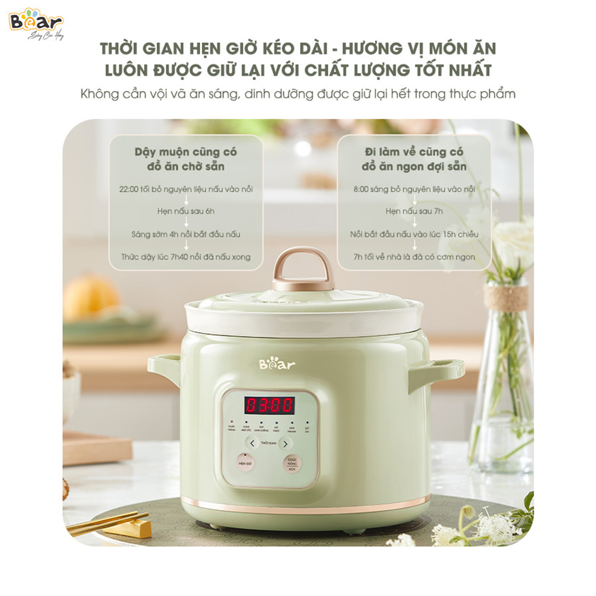 Nồi nấu chậm trực tiếp Bear 2L SB-NNC20