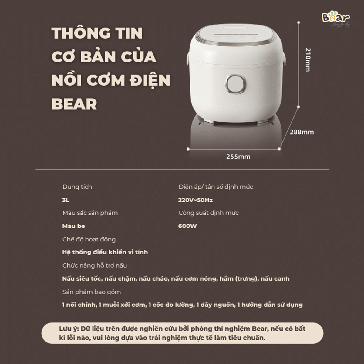 Nồi cơm điện 6 chức năng Bear 3L SB-NC30A