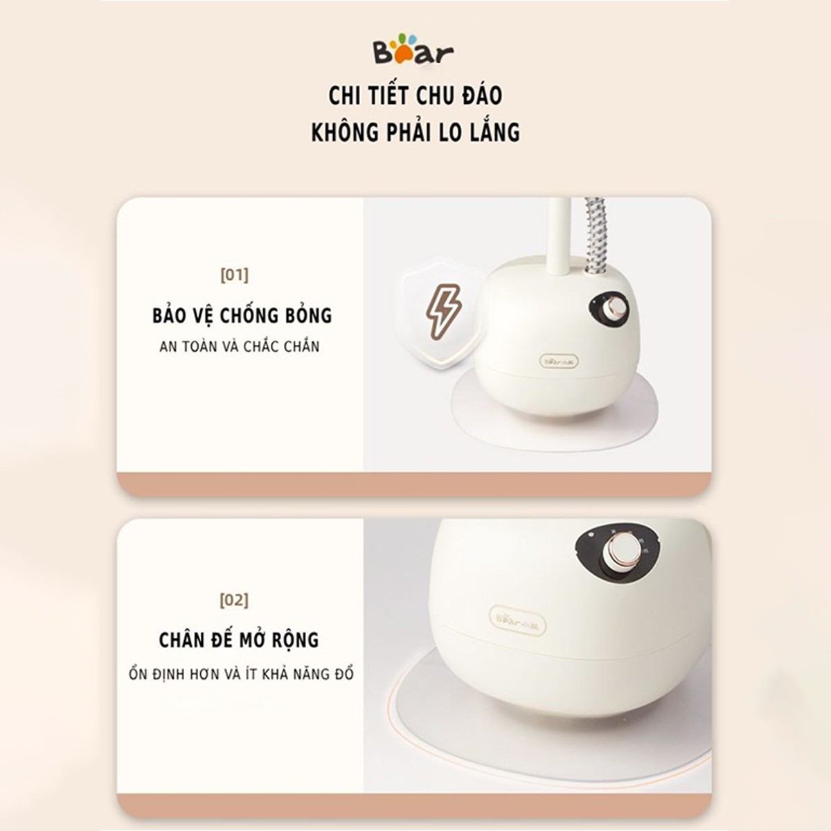 Bàn ủi hơi nước bàn là cây Bear GTJ-B15V1