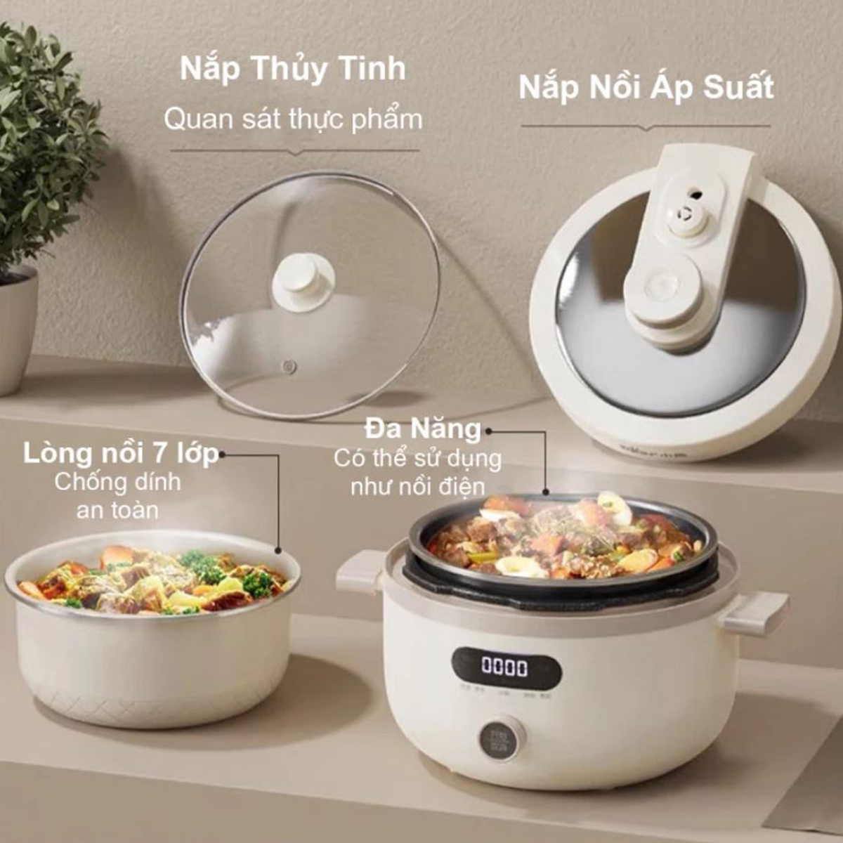 Nồi áp suất đa năng 4L Bear YLB-C40U5