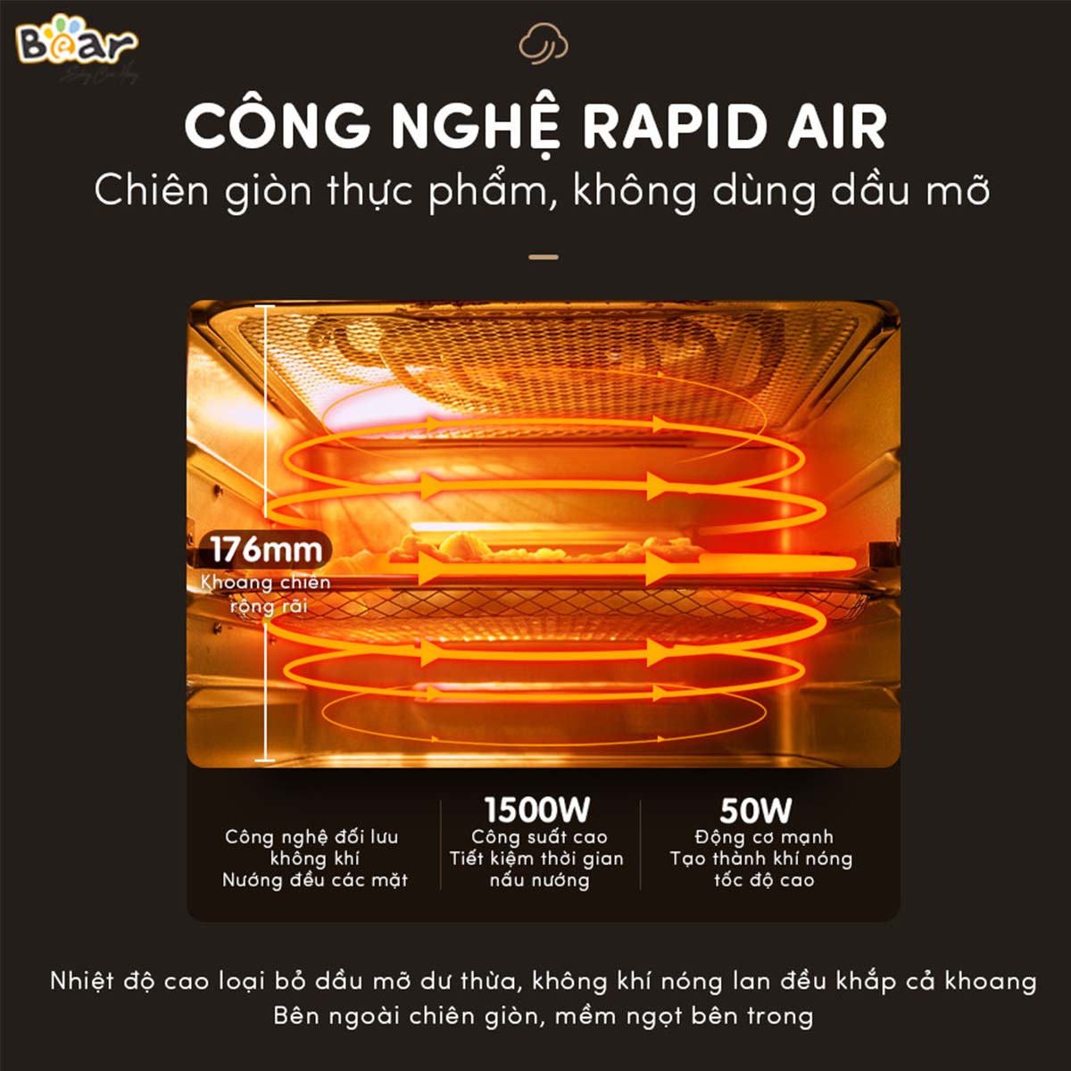 Nồi chiên không khí 10L Bear QZG-A15V1