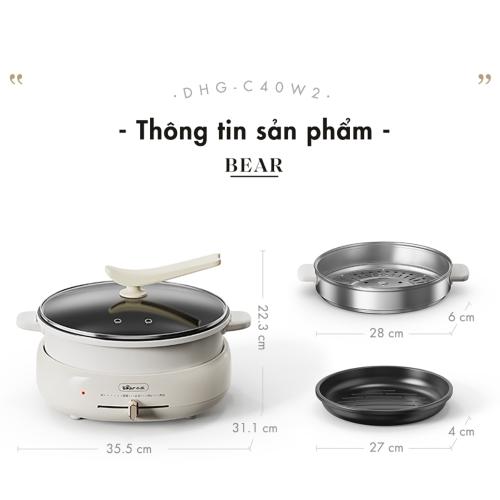 Nồi lẩu nướng Bear 3 khay 3in1 C40W2