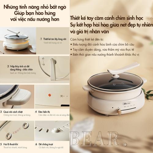 Nồi lẩu nướng Bear 3 khay 3in1 C40W2