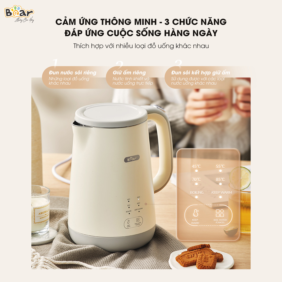 Ấm siêu tốc 3 chức năng 1 7L Bear SB-ST17T