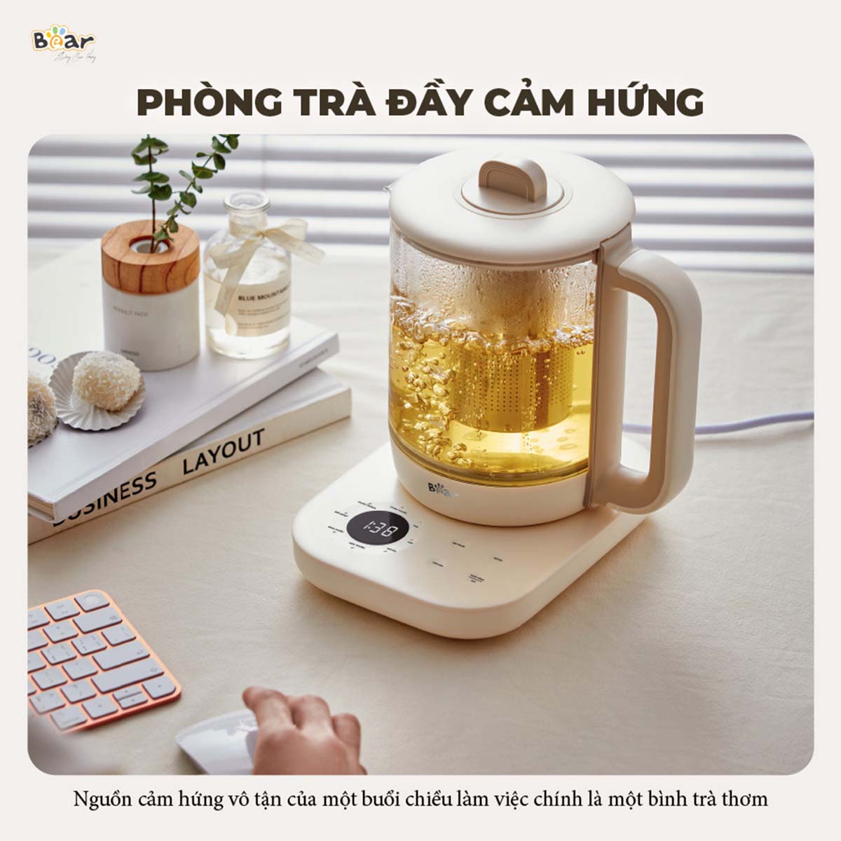 Bình pha trà giữ nhiệt 1 5L Bear SB-PT15K