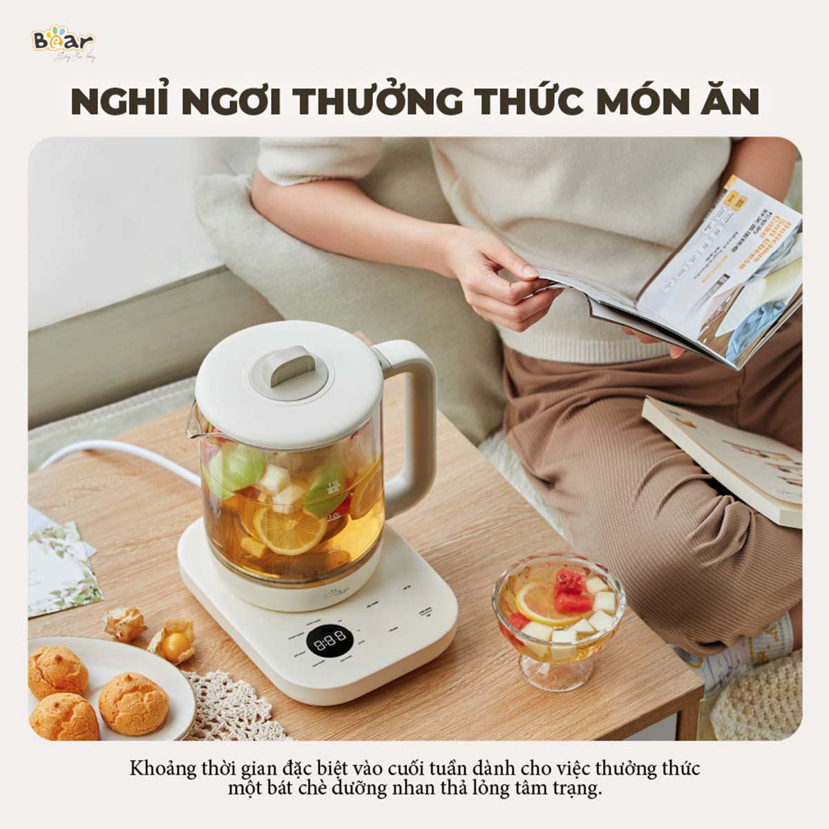 Bình pha trà giữ nhiệt 1 5L Bear SB-PT15K