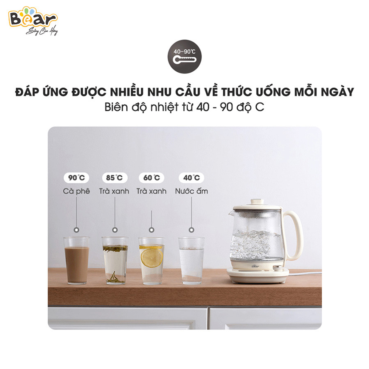 Máy pha trà 12 chế độ 1 5L Bear SUBE011