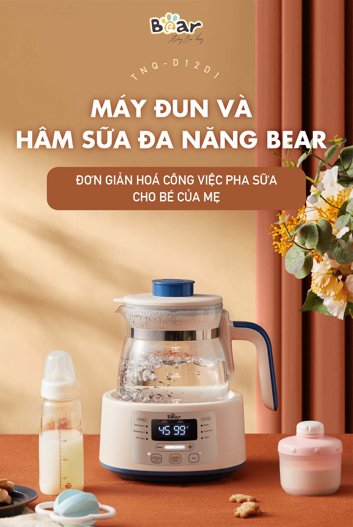 Máy đun nước hâm sữa Bear TNQ-D12D1