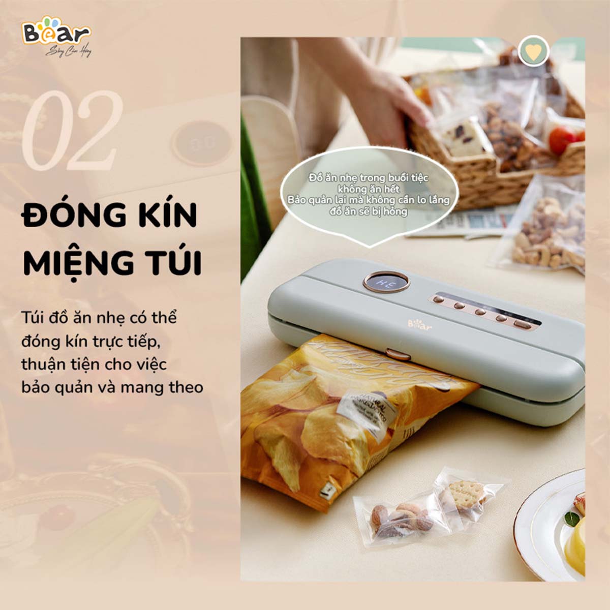 Máy Hút Chân Không 3 chế độ Bear SB-CK95W