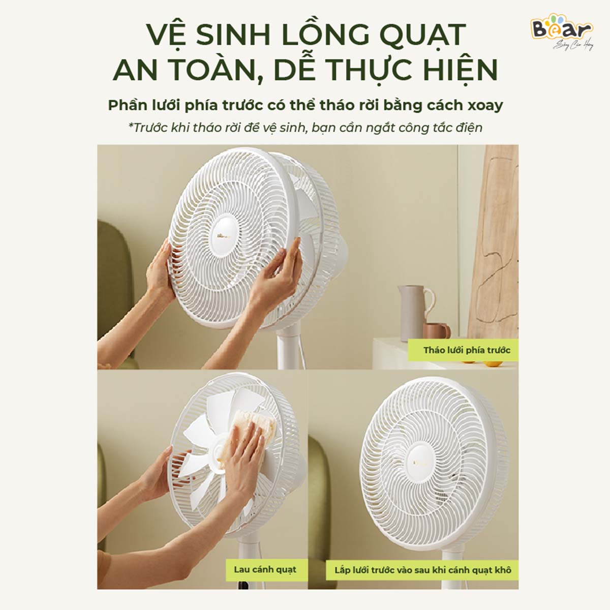 Quạt cây điều khiển từ xa Bear DFS-D47F2