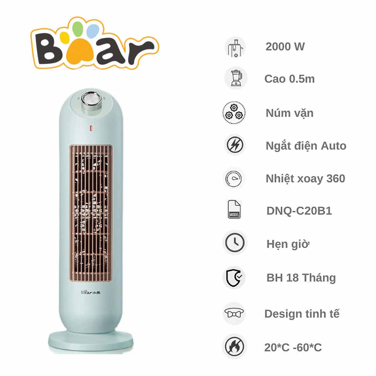 Máy sưởi gốm Bear DNQ-C20B1