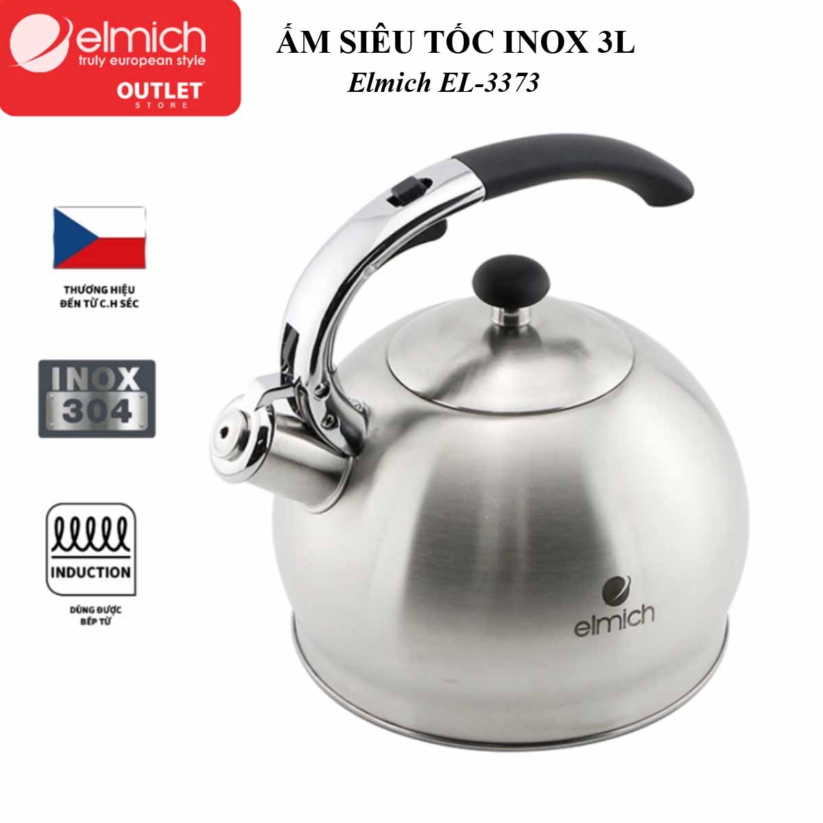 Ấm đun nước bằng Inox 304 Elmich 3L El3373