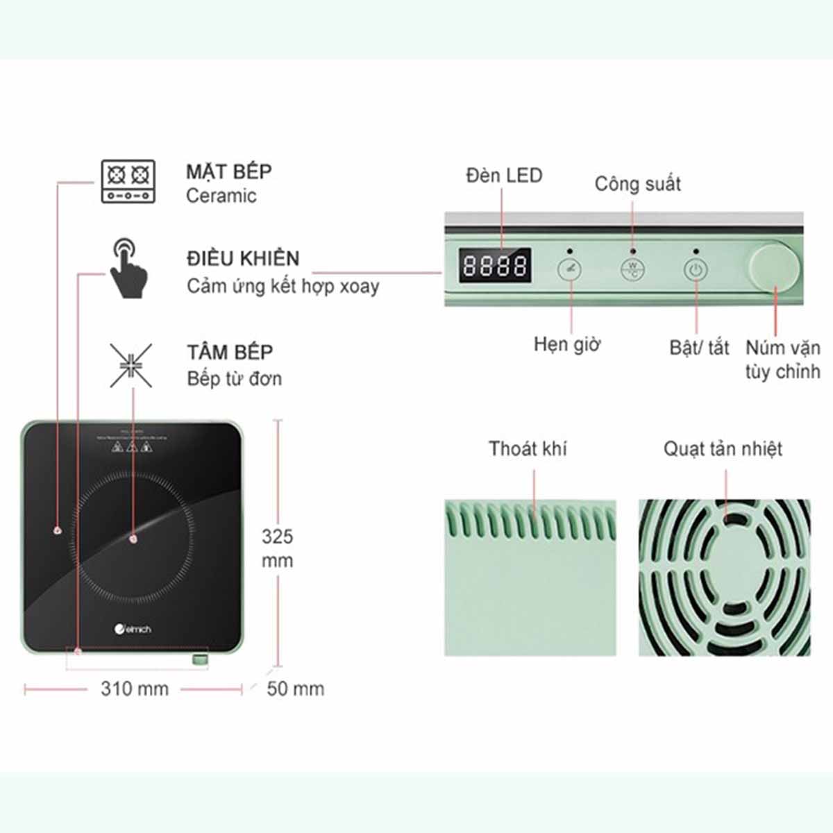 Bếp điện từ đơn Elmich ICE-3879AW-MG-PG