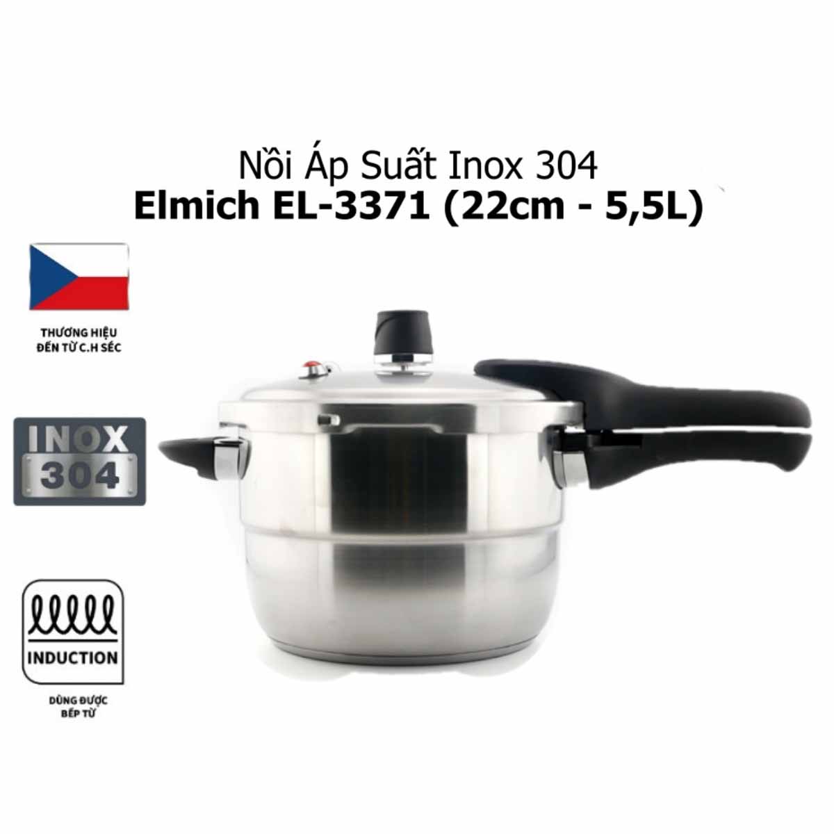 Nồi áp suất inox 304 Elmich 22cm 5 5L EL3371