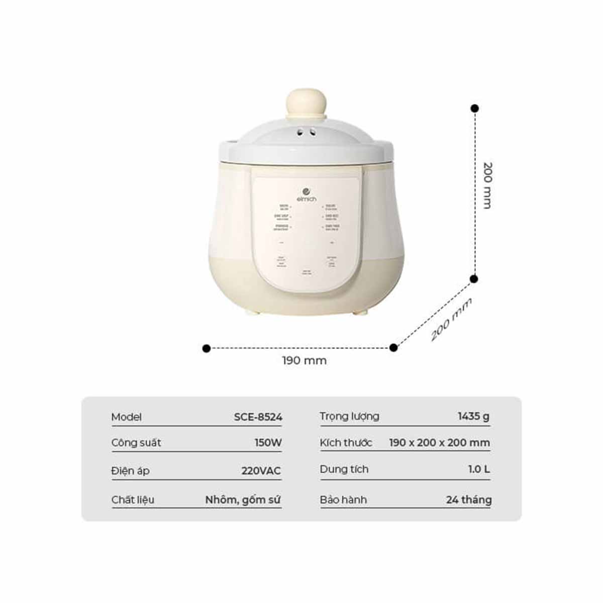 Nồi nấu chậm 1L Elmich SCE-8524OL