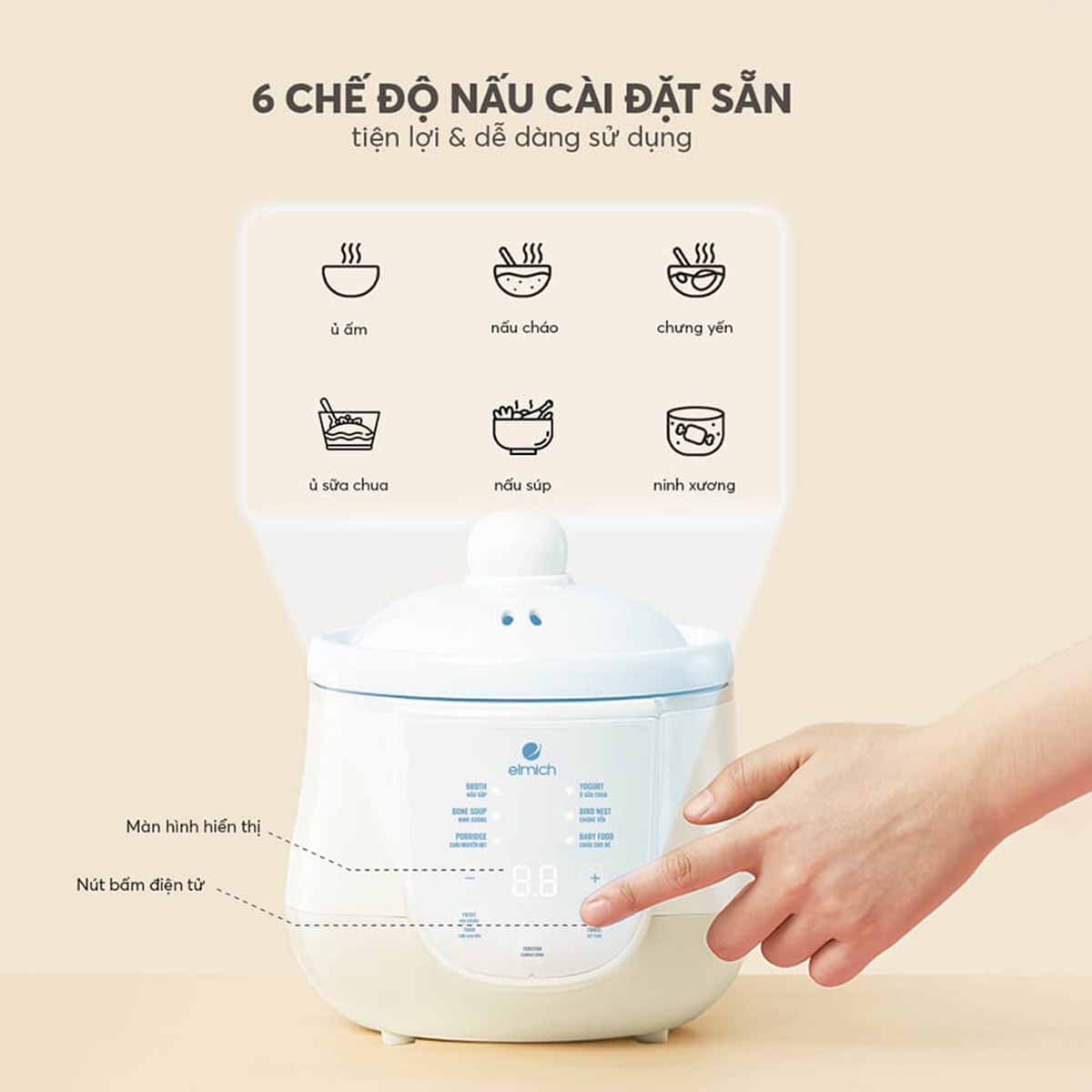 Nồi nấu chậm 1L Elmich SCE-8524OL