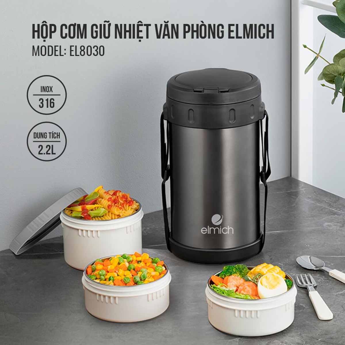 Hộp đựng cơm giữ nhiệt 3 tầng 2 2 lít Elmich EL8030