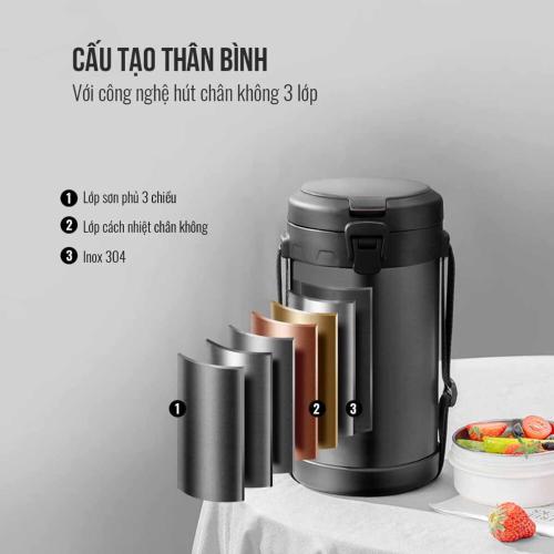 Hộp đựng cơm giữ nhiệt 3 tầng 2 2 lít Elmich EL8030