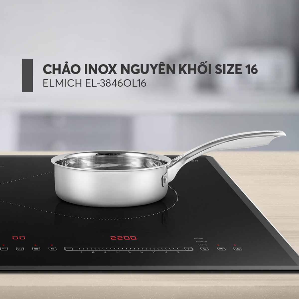 Chảo inox nguyên khối Elmich Trimax EL 3846OL16 size 16cm