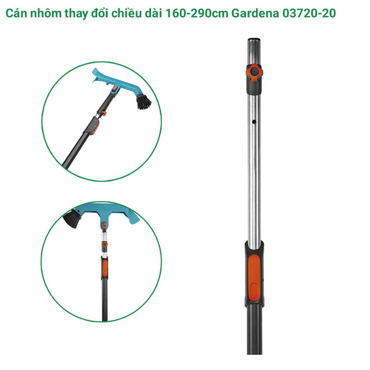 Cán nhôm thay đổi chiều dài 160-290cm Gardena 03720-20