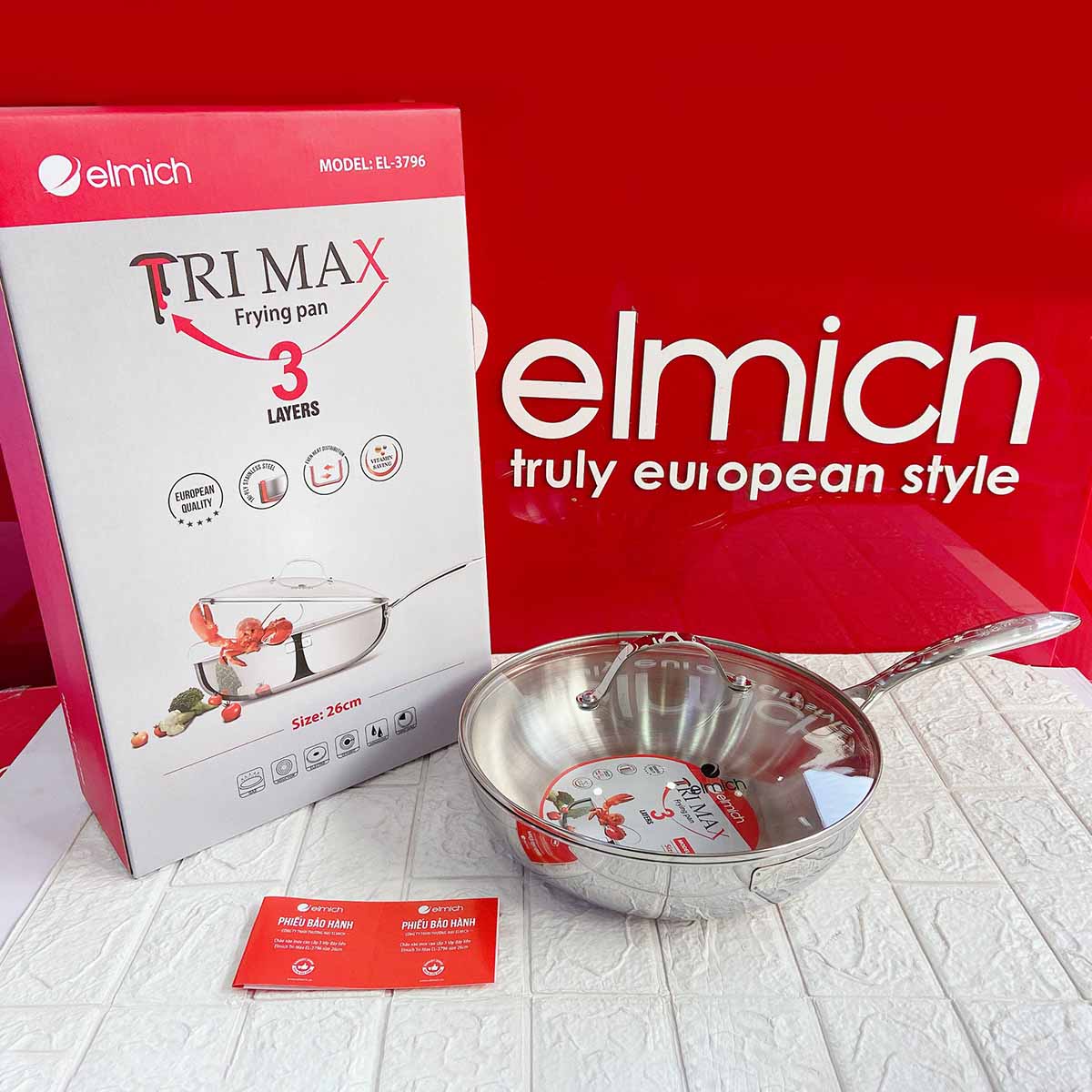 Chảo xào inox đáy liền Elmich Trimax EL-3796 size 26cm