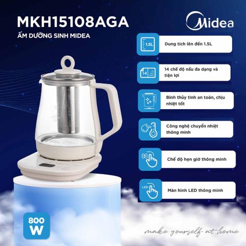 Ấm pha trà ấm dưỡng sinh 14 chức năng Midea MKH15108AGA