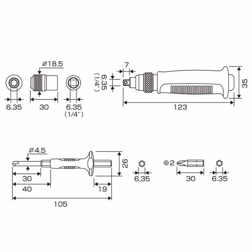 Bộ tô vít đóng tháo vít toét M2 M4 No 1903-NS Anex