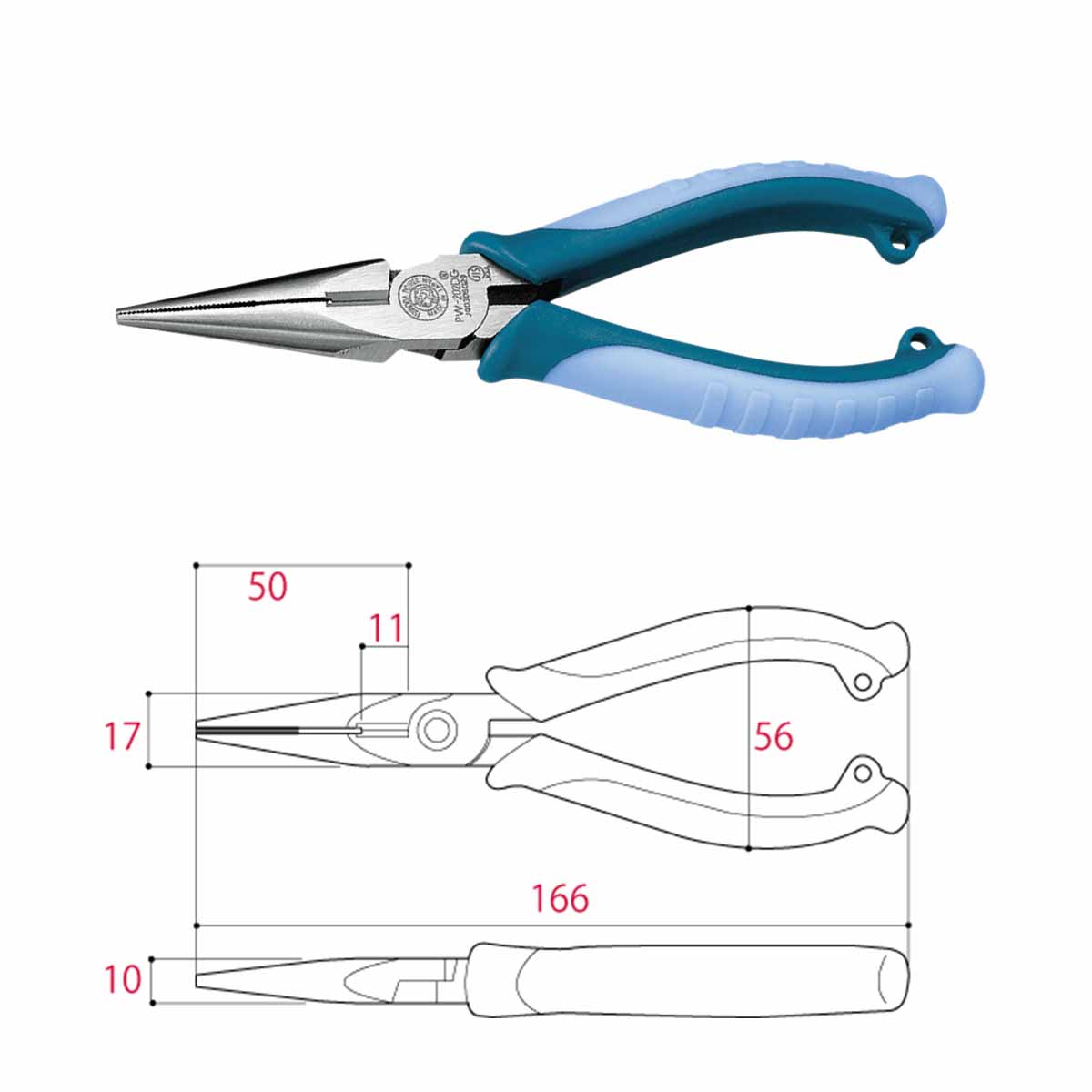 Kìm mũi nhọn tác động mạnh Tsunoda PW-202DG