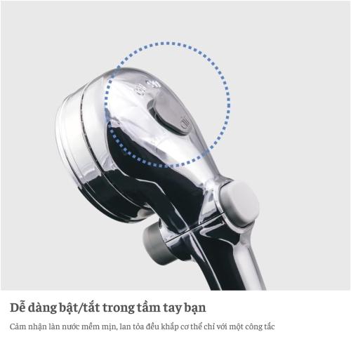 Vòi sen tắm mạ có nút dừng kết hợp công nghệ trộn khí Takagi (JSB022BM)