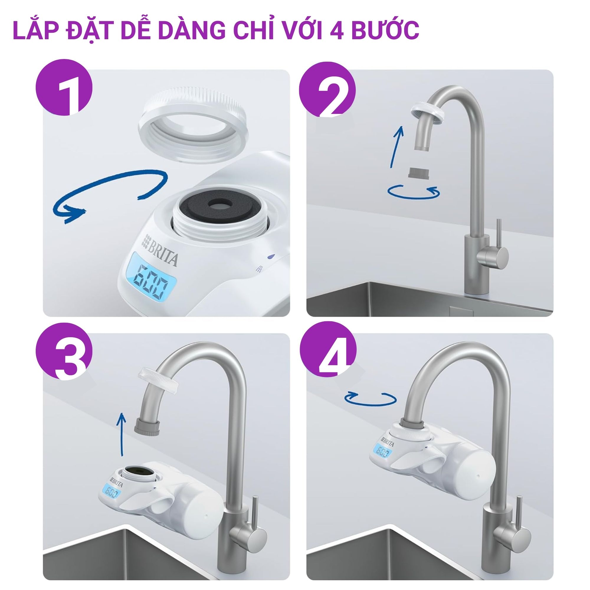 MÁY LỌC NƯỚC TẠI VÒI BRITA ON TAP PRO V-MF TẶNG KÈM 1 LÕI LỌC DỰ PHÒNG