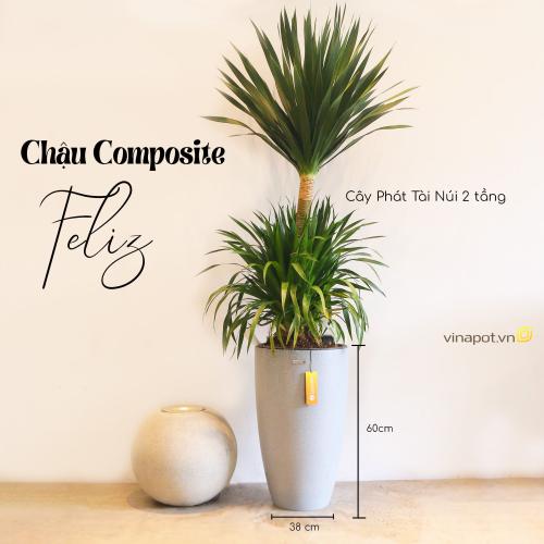 Chậu tự tưới composite Luxnature Feliz 1822 60