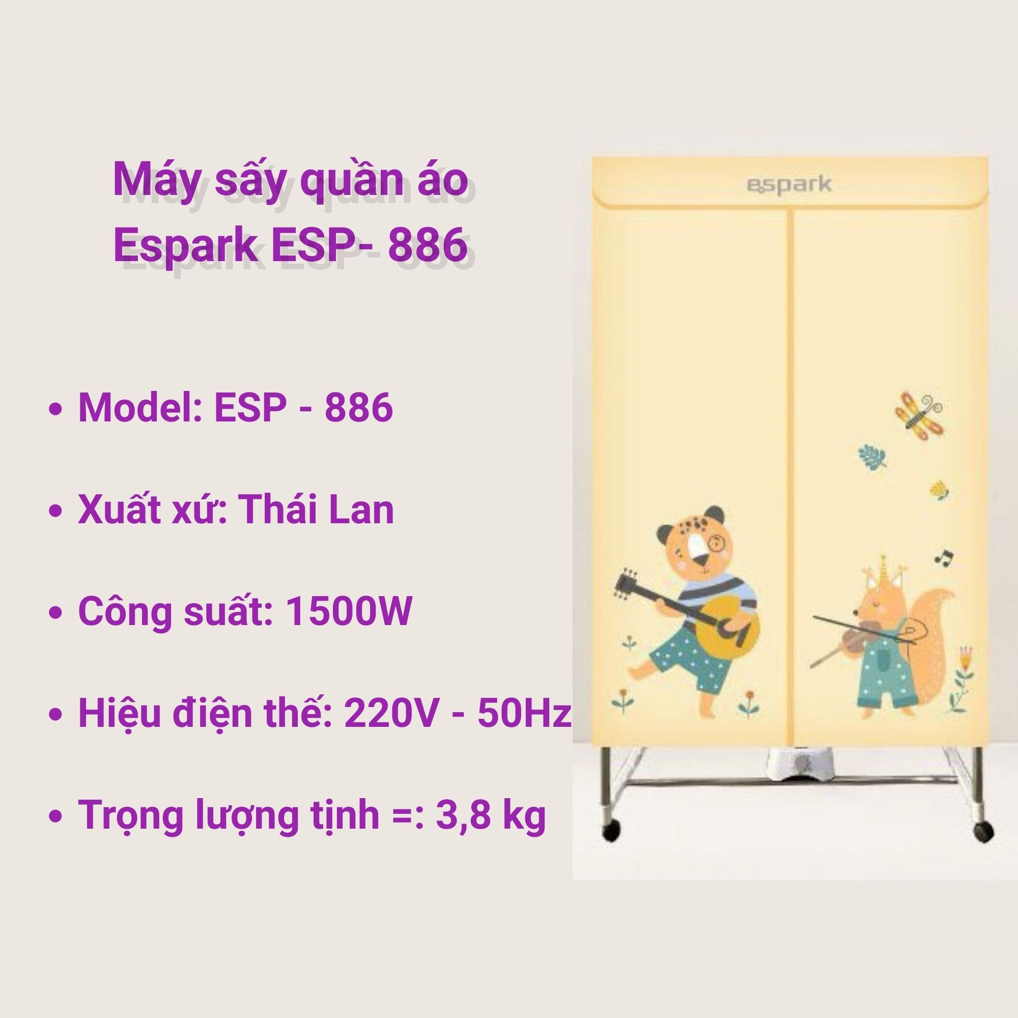 Tủ sấy quần áo Espark ESP-886