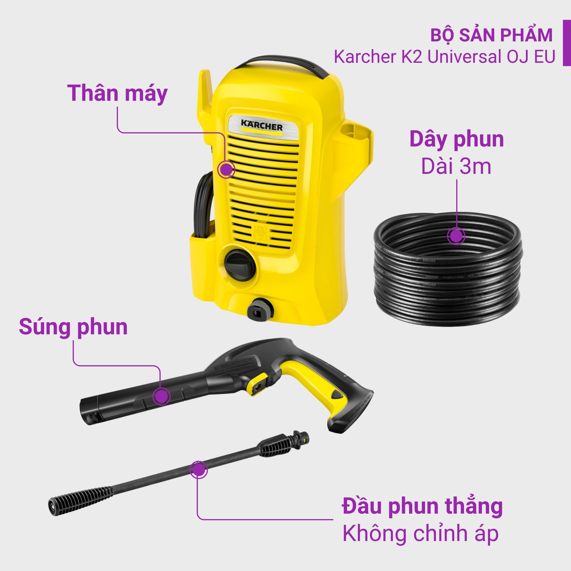 Máy phun xịt rửa xe gia đình áp lực cao Karcher K2 Universal Edition OJ EU - 1 673-003 0
