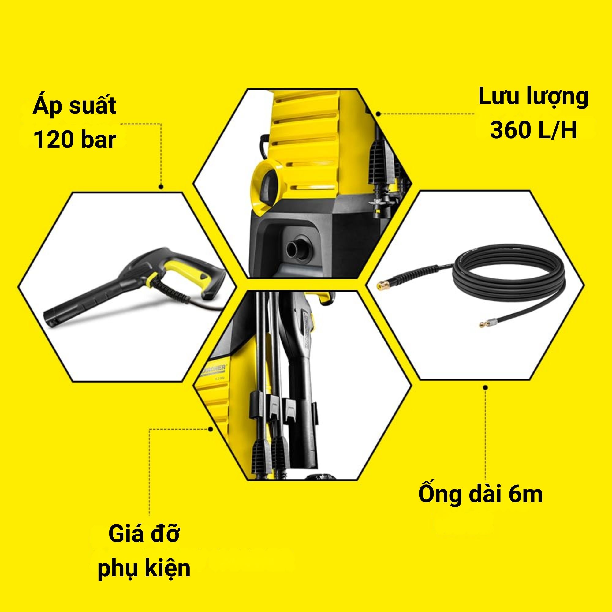Máy xịt rửa đa năng có chỉnh áp Karcher K2 360 - 1 601-686 0
