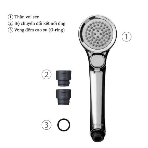 Vòi sen tắm mạ có nút dừng kết hợp công nghệ trộn khí Takagi (JSB025BM)