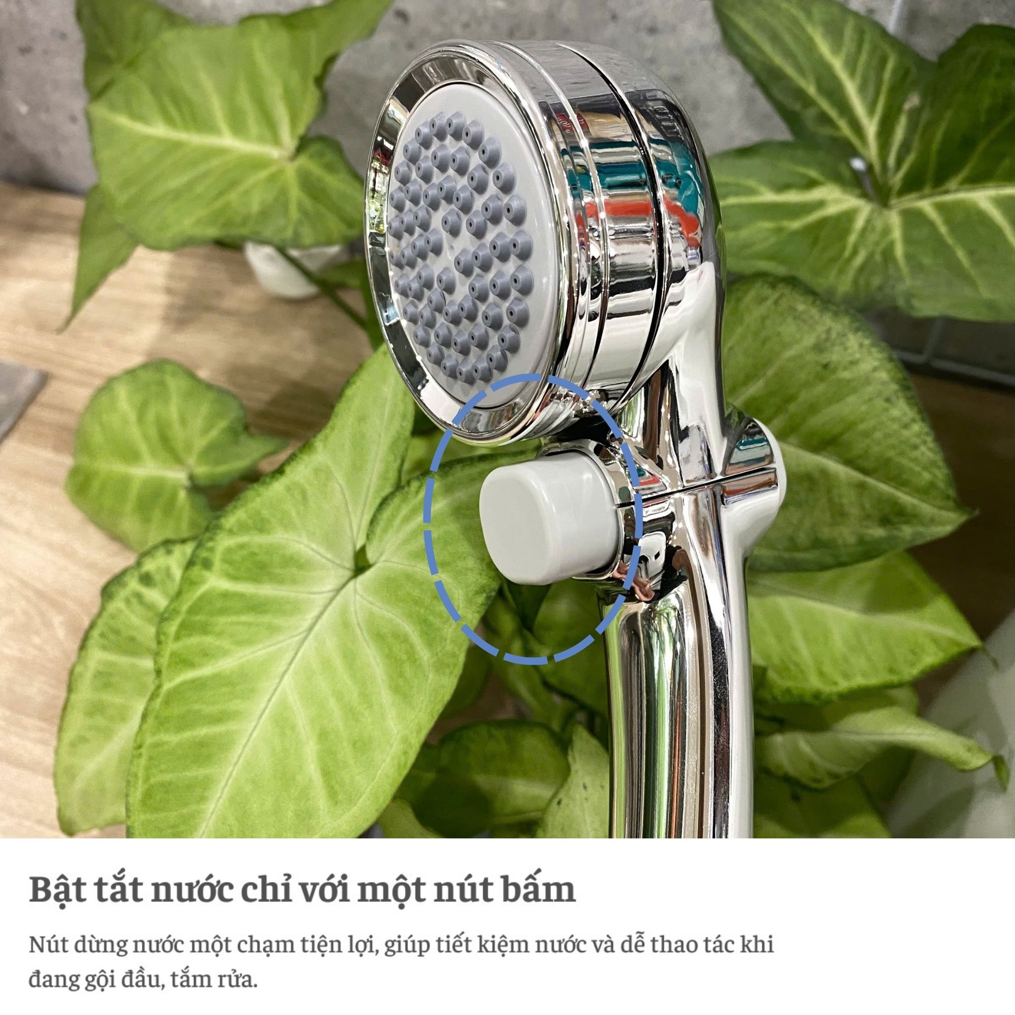 Vòi sen tắm mạ có nút dừng kết hợp công nghệ trộn khí Takagi (JSB025BM)