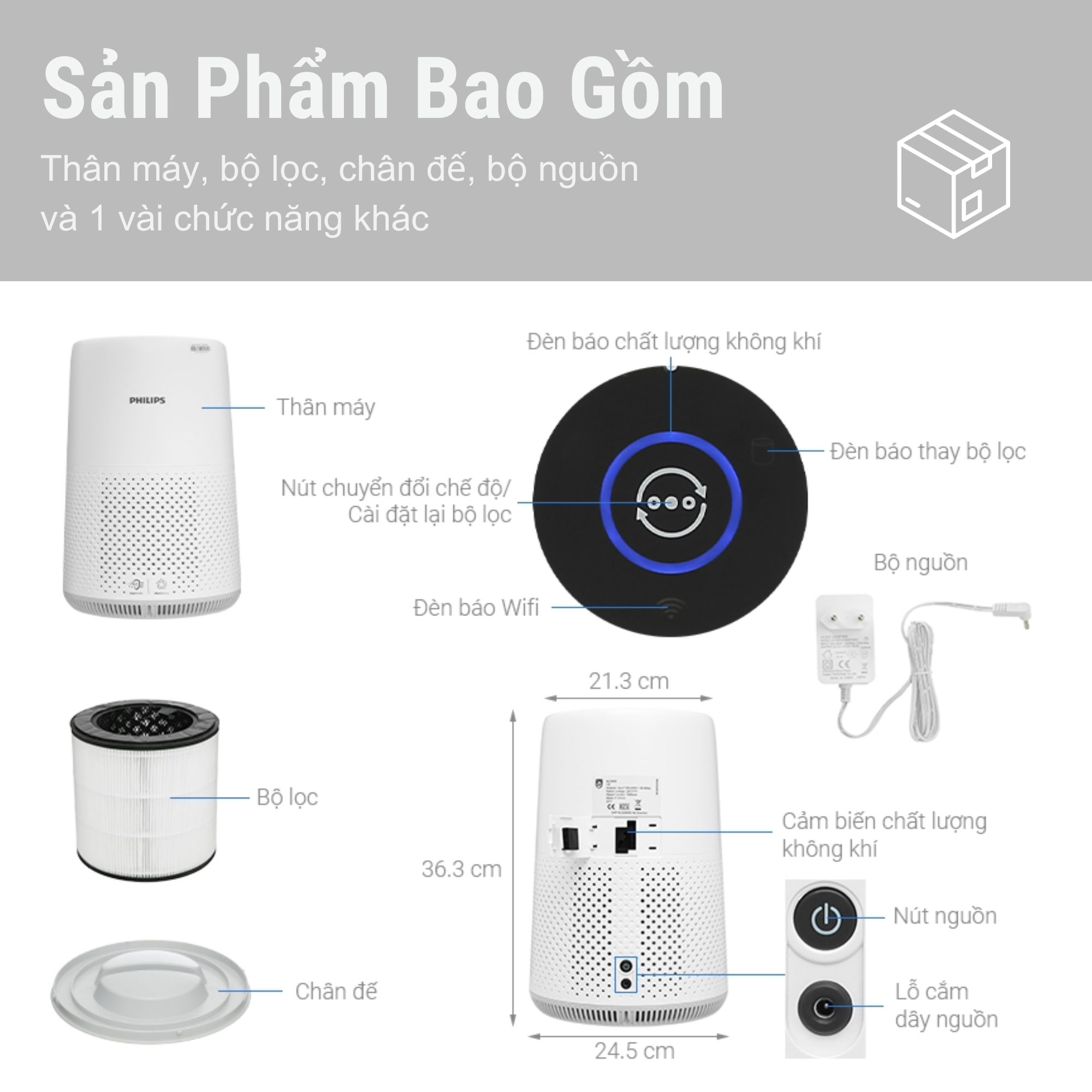 MÁY LỌC KHÔNG KHÍ PHILIPS AC0850 20