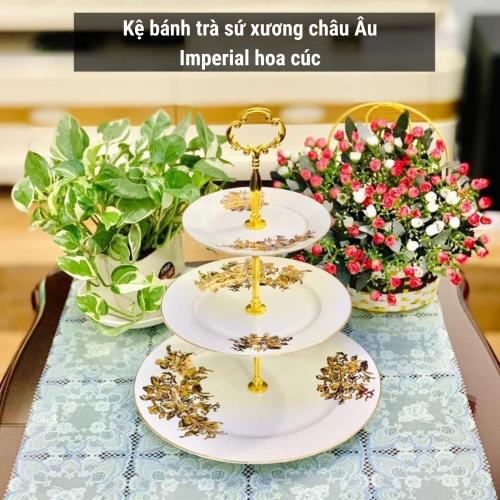 Kệ bánh trà sứ xương châu Âu Imperial hoa cúc