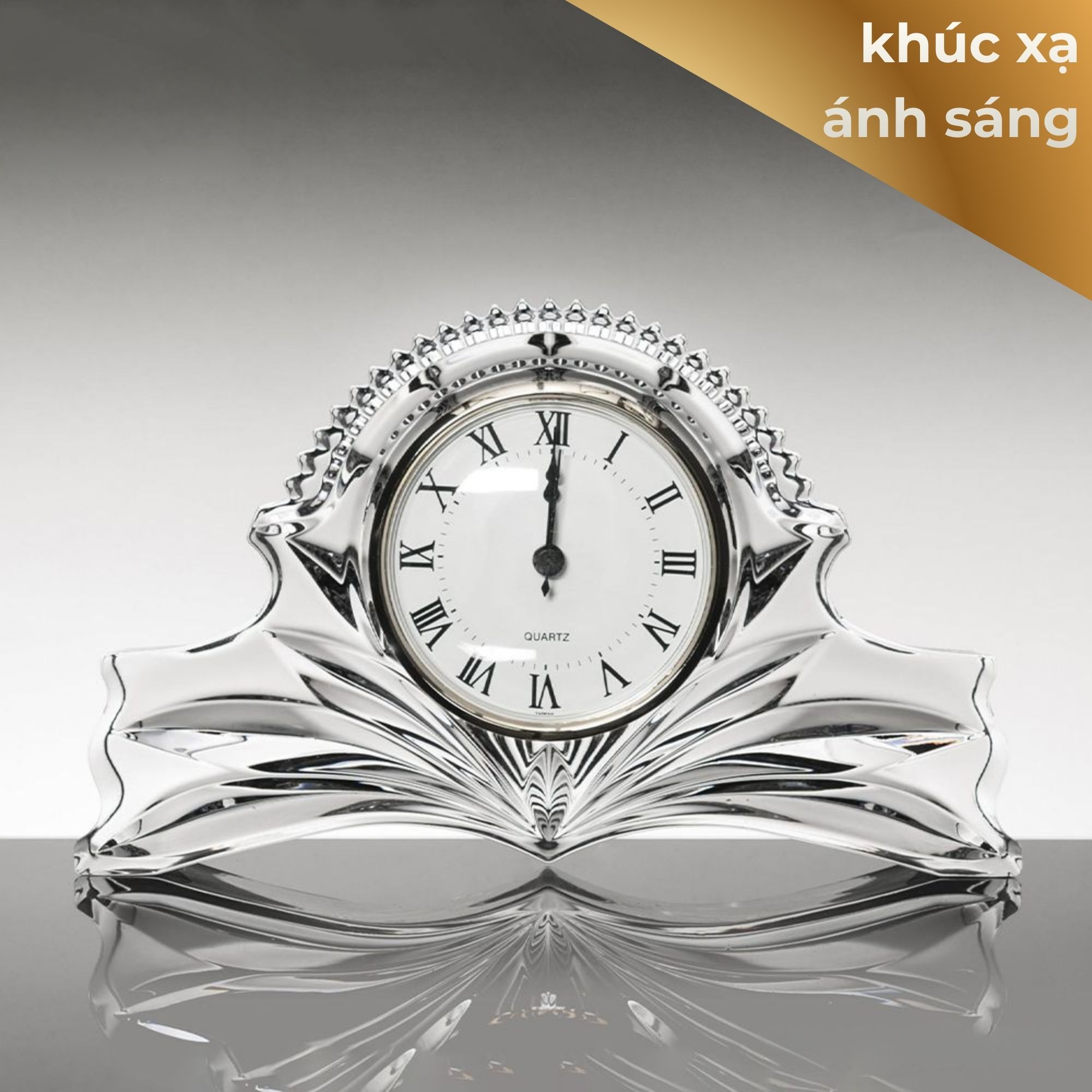 Đồng hồ pha lê cao cấp để bàn Bohemia (cao 16cm x ngang 27cm) - SX tại Séc