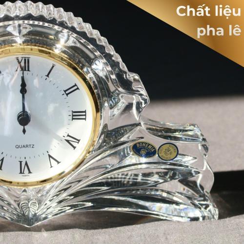 Đồng hồ pha lê cao cấp để bàn Bohemia (cao 16cm x ngang 27cm) - SX tại Séc