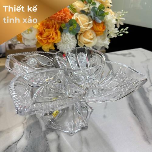 KHAY MỨT 4 CÁNH HOA PHA LÊ MÀI CHÂN CAO BOHEMIA