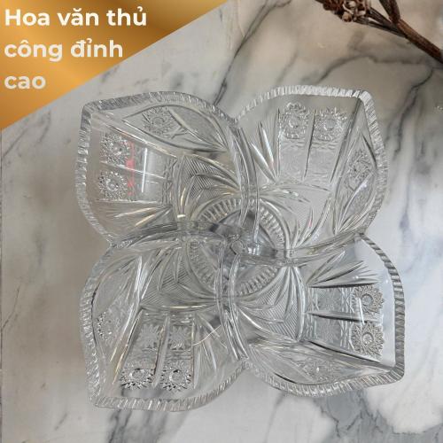 KHAY MỨT 4 CÁNH HOA PHA LÊ MÀI CHÂN CAO BOHEMIA