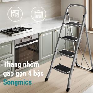 Thang Nhôm Gấp Gọn Cao Cấp Songmics 4 Bậc: Người Bạn Đồng Hành An Toàn Mọi Gia Đình