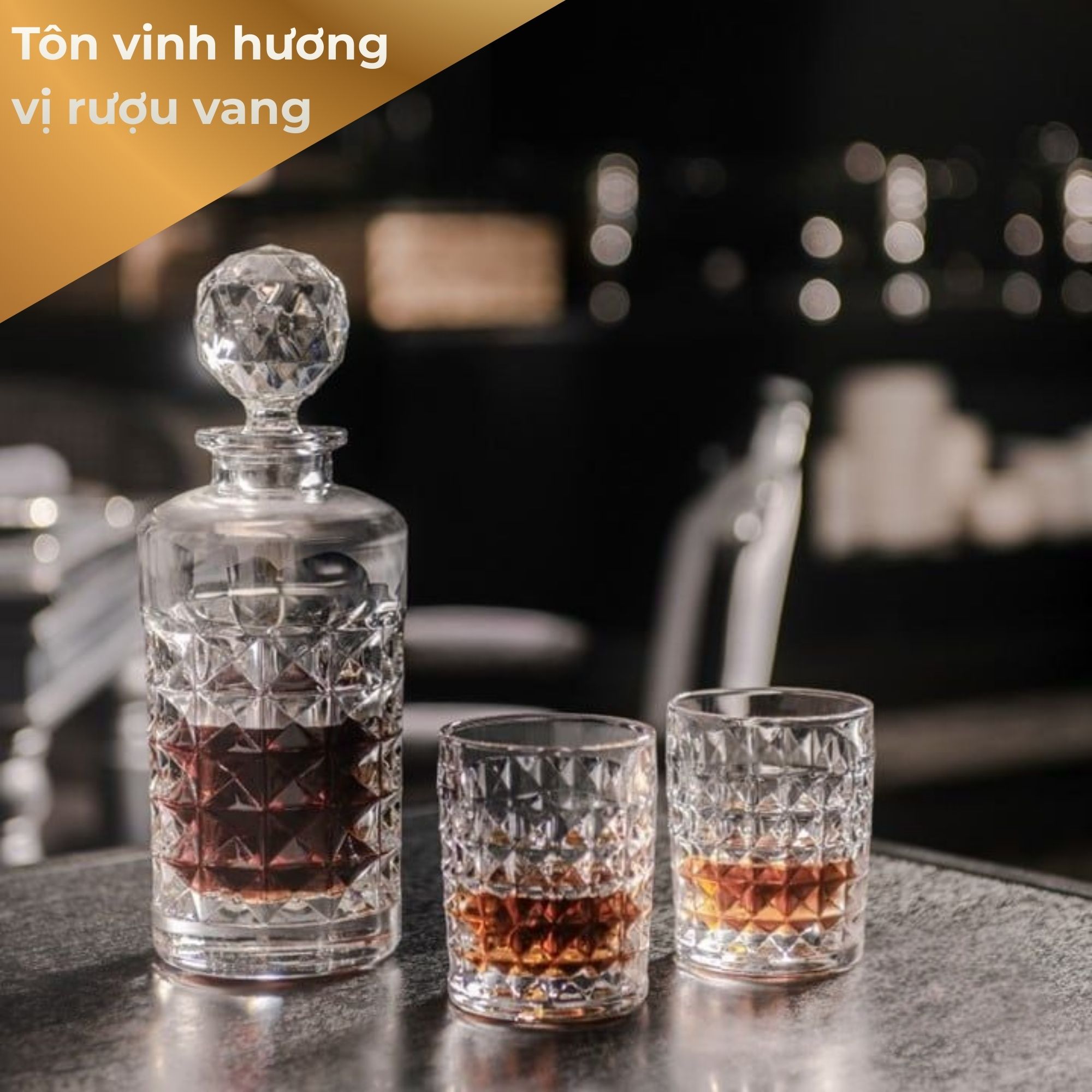Bộ bình rượu Bohemia Diamond (Dòng kim cương- Đỉnh cao của pha lê cao cấp)